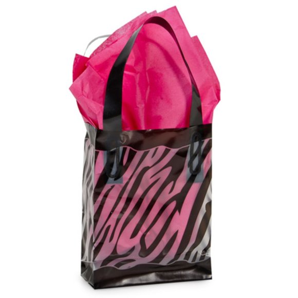 185 pc. Zebra Print Frosted Cub 8x4x10 merchandise bags - Picture 1 of 3